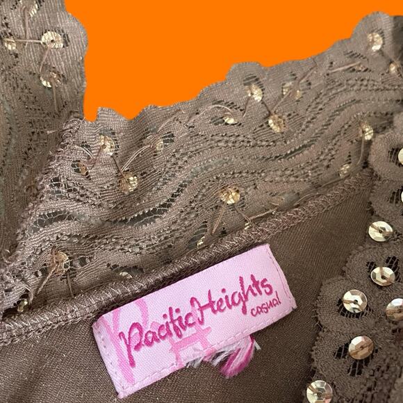 00's vintage crushed velvet gold sequins lace boho y2k top blouse XS SMALL - Picture 6 of 6